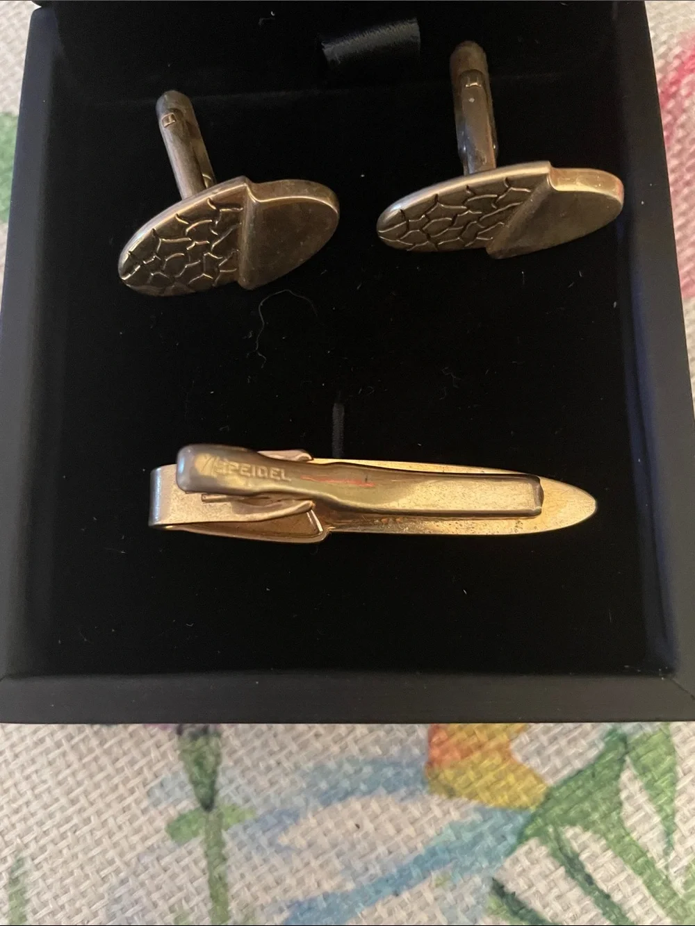 Men's Speidel Gold-Tone Textured Cufflinks and Tie Clip Set